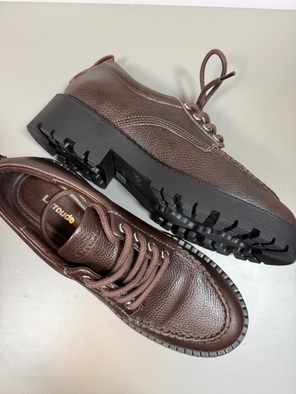 LARROUDE CHUNKY LACE UP OXFORD BROWN 8.5